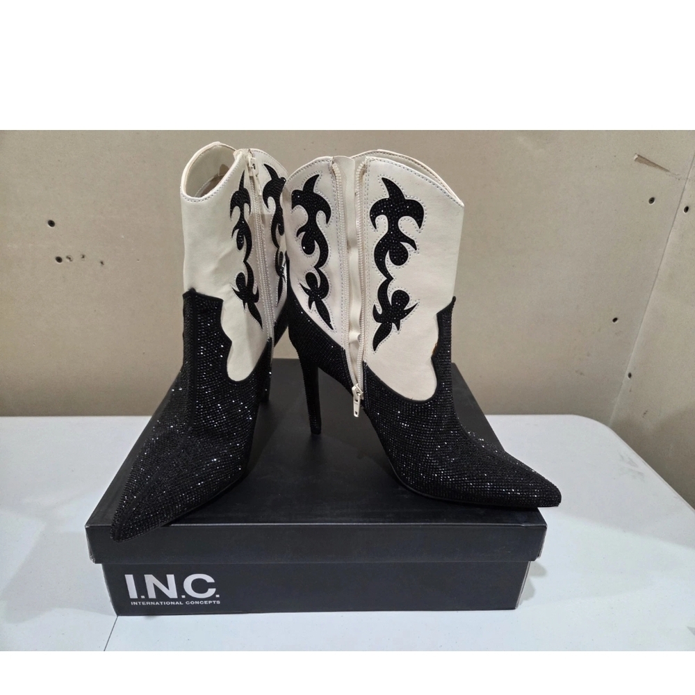 INC International Concepts Women's Black and White Western Boots